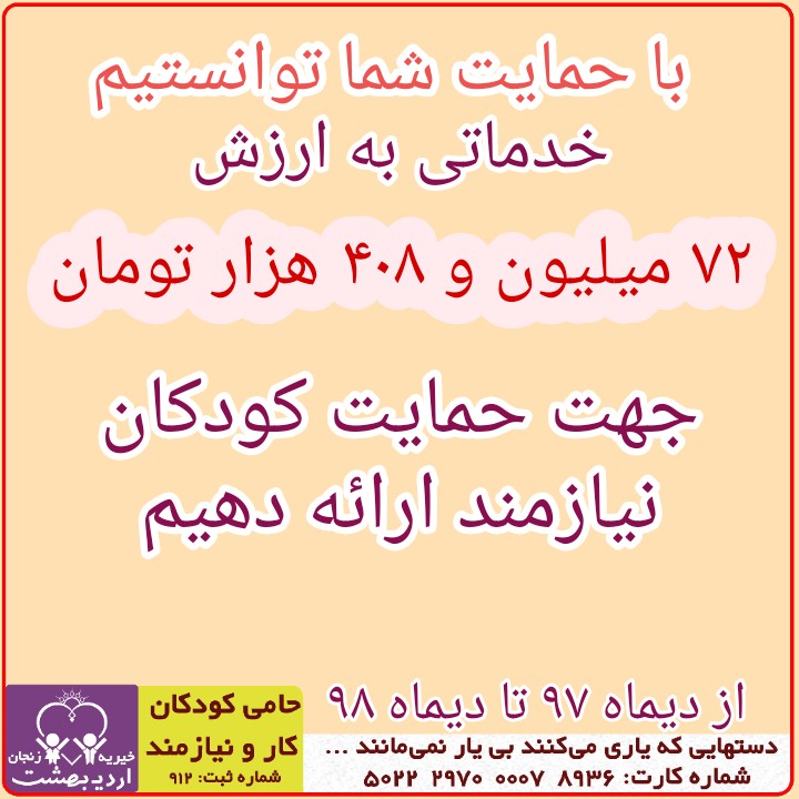 Read more about the article گزارش عملکرد یکساله از دیماه ۹۷ تا دیماه ۹۸
